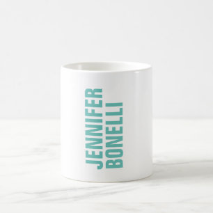 Professional minimalist modern blue white add name coffee mug