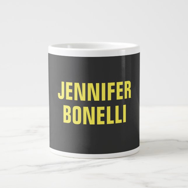 Professional minimalist modern bold black yellow large coffee mug (Front)