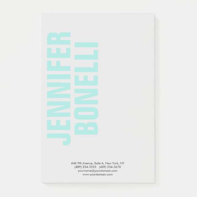 Professional minimalist modern bold blue name post-it notes (Front)