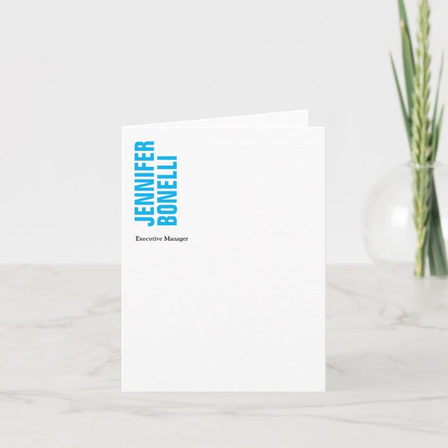 Professional minimalist modern bold blue white note card (Front)