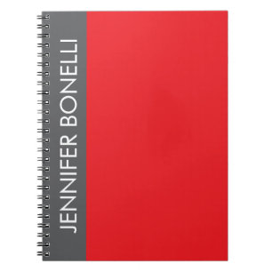 Professional minimalist modern bold name grey red notebook