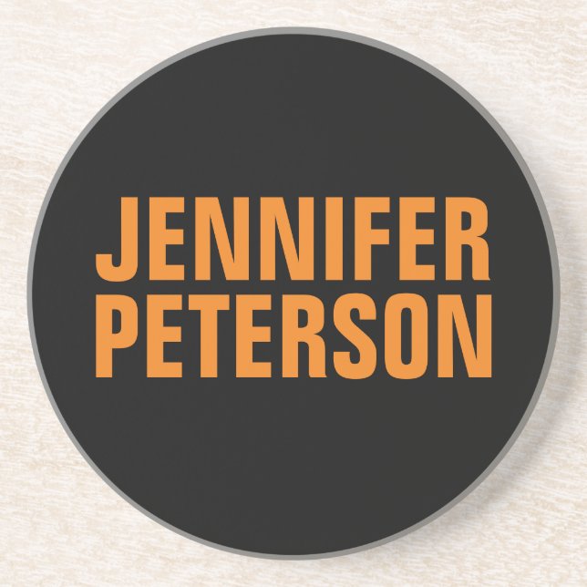 Professional minimalist modern bold orange black coaster (Front)