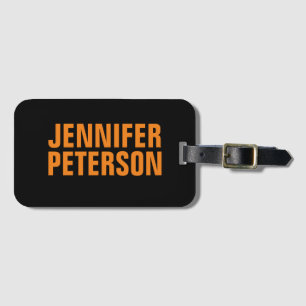 Professional minimalist modern bold orange black luggage tag