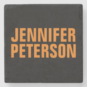 Professional minimalist modern bold orange black stone coaster