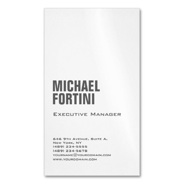 Professional minimalist modern bold plain magnetic business card (Front Vertical)