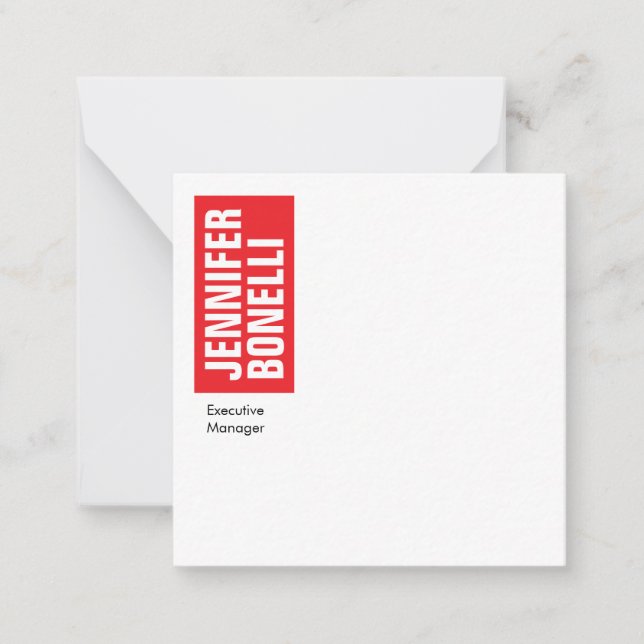 Professional minimalist modern bold red white card (Front)
