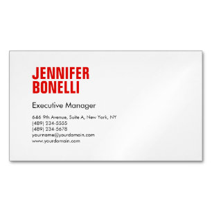 Professional minimalist modern bold red white magnetic business card