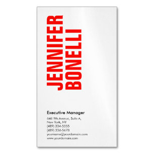 Professional minimalist modern bold red white magnetic business card