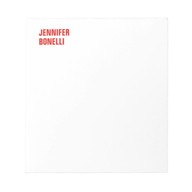 Professional minimalist modern bold red white notepad (Front)