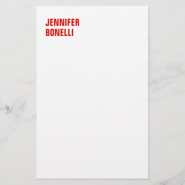 Professional minimalist modern bold red white stationery (Front)