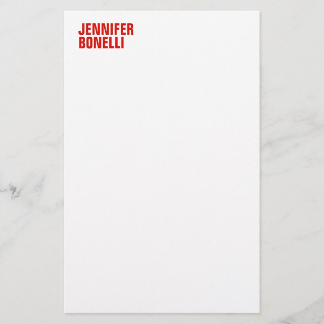Professional minimalist modern bold red white stationery (Front)