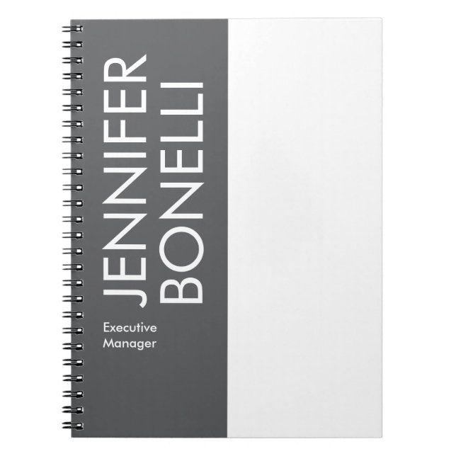 Professional minimalist modern bold text grey  notebook (Front)