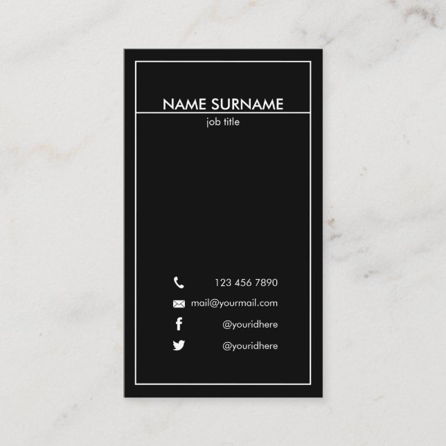 Professional Minimalist Modern Clean B&W Vertical Business Card (Front)