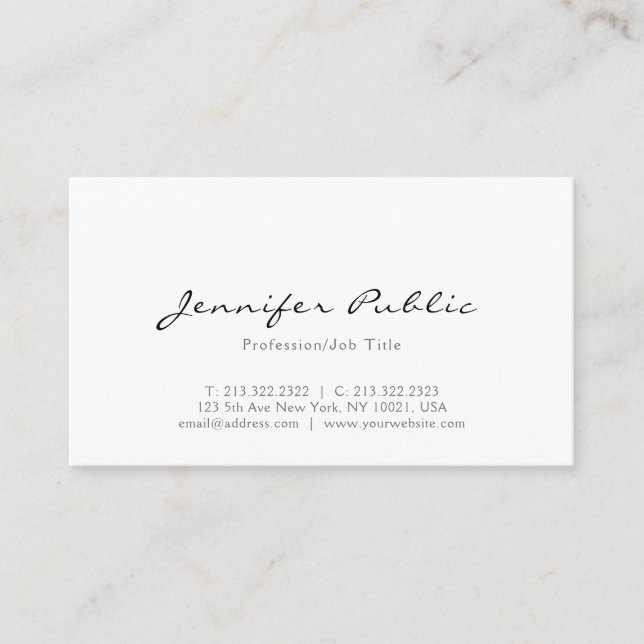 Professional Minimalist Modern Elegant Plain Business Card (Front)