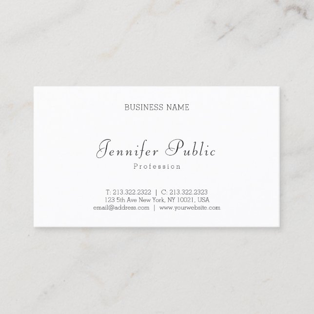 Professional Minimalist Modern Elegant Simple Chic Business Card (Front)