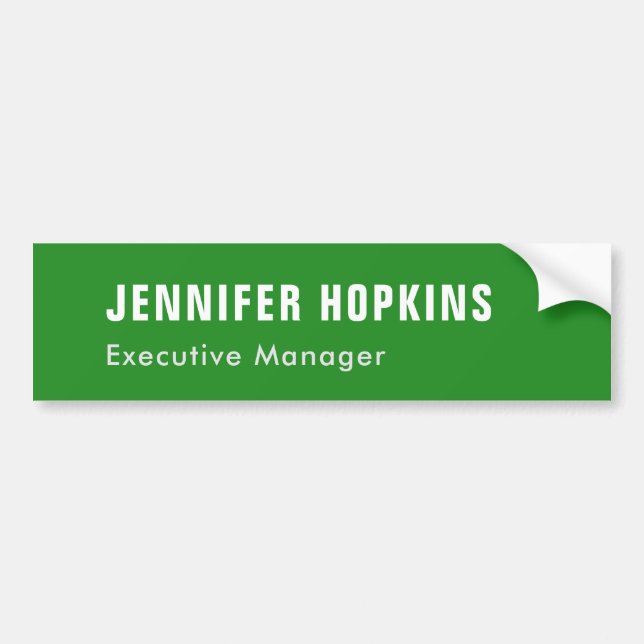Professional minimalist modern forest green bumper sticker (Front)