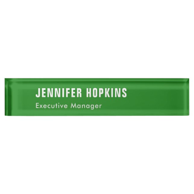 Professional minimalist modern forest green nameplate (Front)
