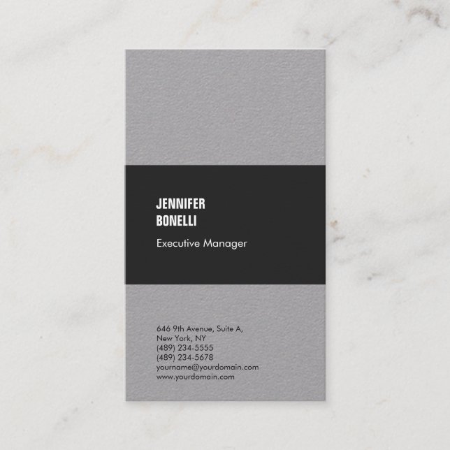 Professional minimalist modern grey plain business card (Front)
