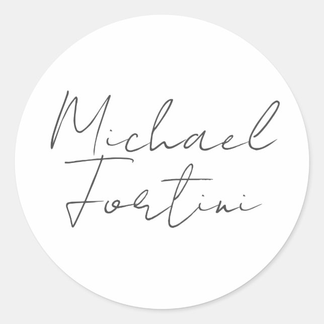 Professional minimalist modern grey white classic round sticker (Front)