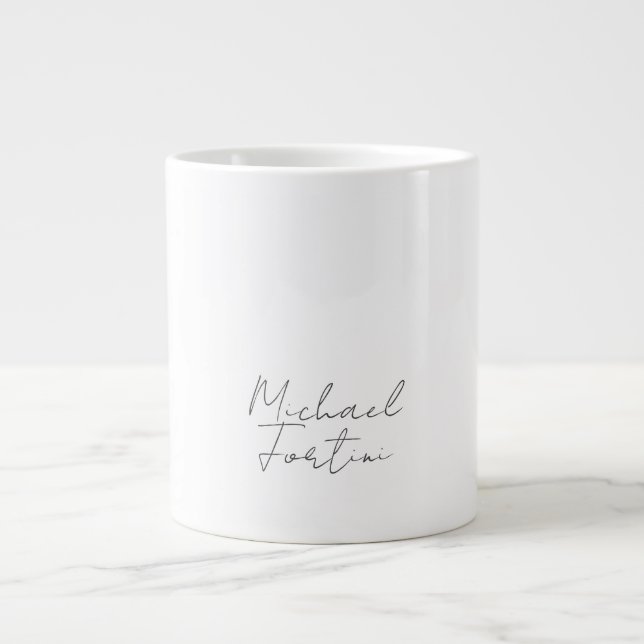 Professional minimalist modern grey white large coffee mug (Front)