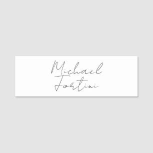 Professional minimalist modern grey white name tag