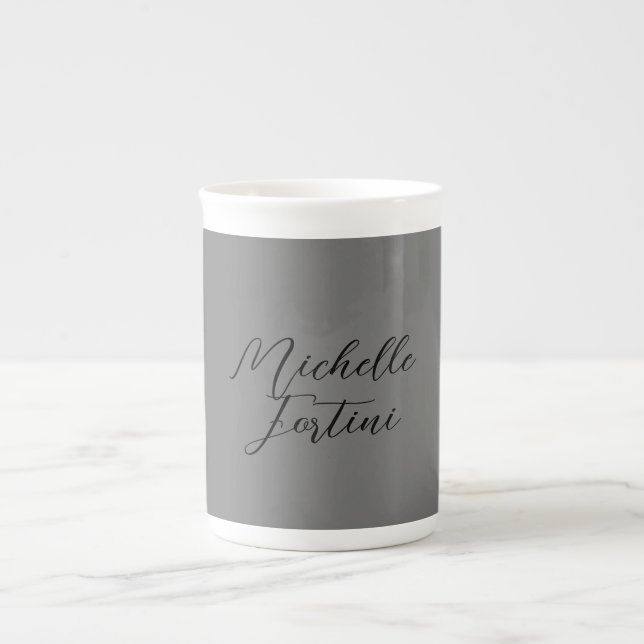 Professional minimalist modern handwriting name bone china mug (Front)