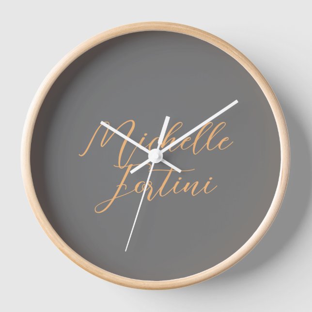 Professional minimalist modern handwriting name clock (Front)