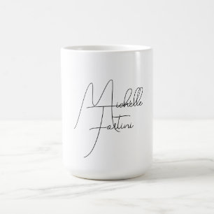 Professional minimalist modern handwriting name coffee mug