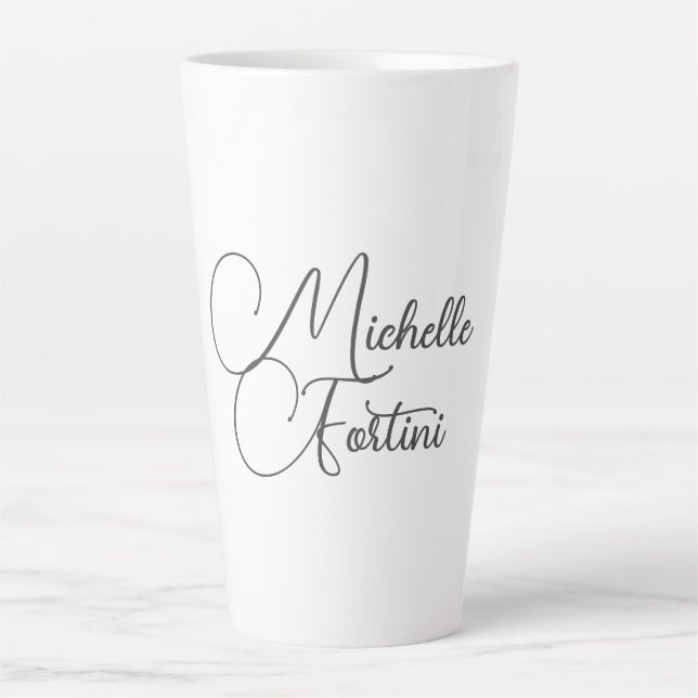 Professional minimalist modern handwriting name latte mug (Front)