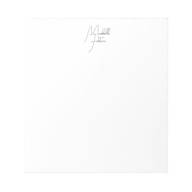 Professional minimalist modern handwriting name notepad (Front)
