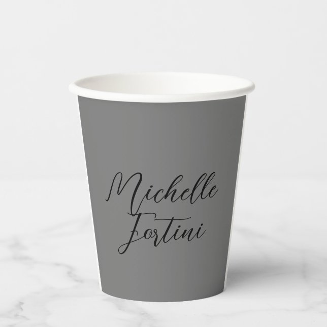Professional minimalist modern handwriting name paper cups (Front)