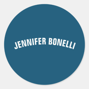 Professional minimalist modern ocean blue colour classic round sticker