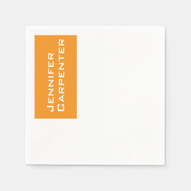 Professional minimalist modern orange white napkin (Front)