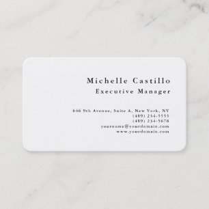 Professional Minimalist Modern Plain Black White Business Card