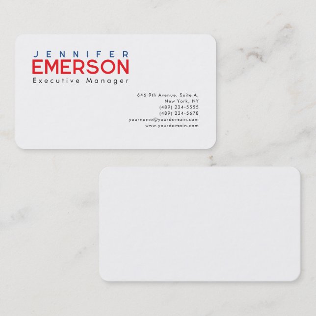 Professional minimalist modern plain  business card (Front/Back)