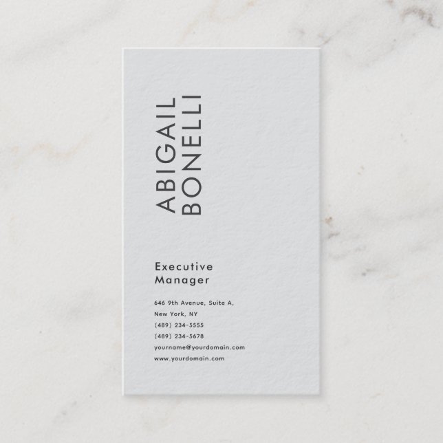 Professional minimalist modern plain grey business card (Front)