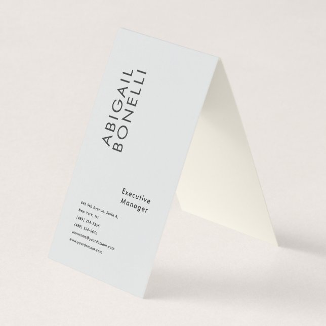 Professional minimalist modern plain grey cream business card (Front)