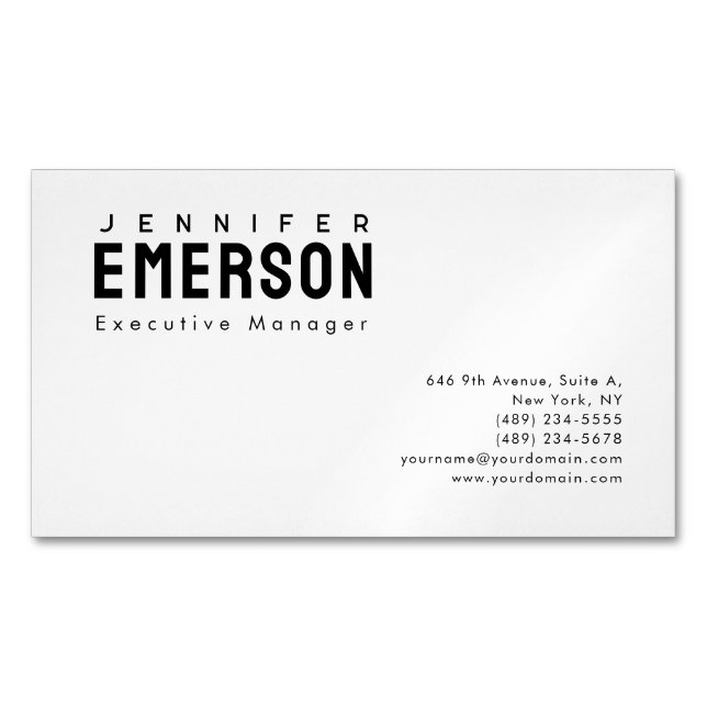 Professional minimalist modern plain  magnetic business card (Front)