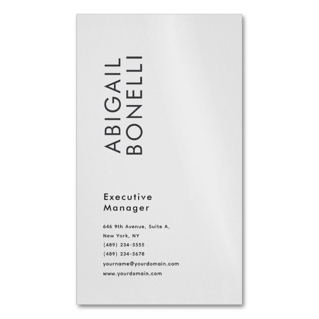 Professional minimalist modern plain  magnetic business card (Front Vertical)