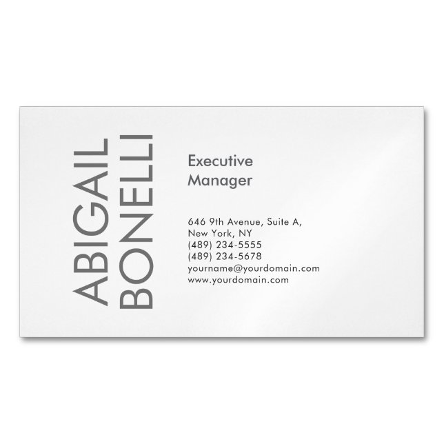 Professional minimalist modern plain magnetic business card (Front)