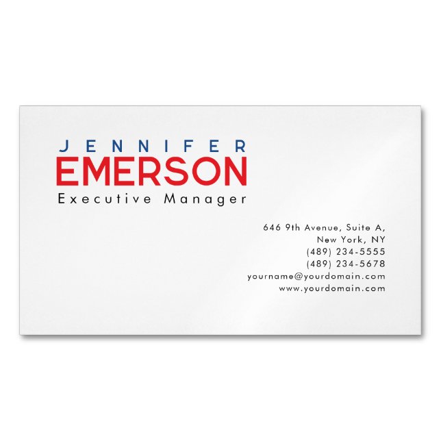 Professional minimalist modern plain  magnetic business card (Front)