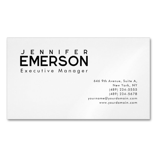 Professional minimalist modern plain  magnetic business card (Front)
