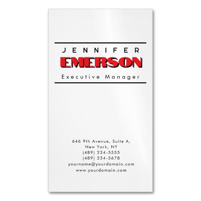 Professional minimalist modern plain  magnetic business card (Front Vertical)
