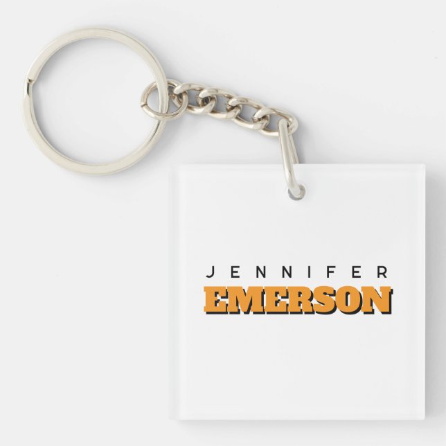 Professional minimalist modern plain name key ring (Front)