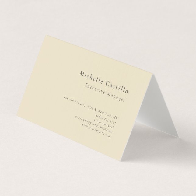 Professional Minimalist Modern Plain Premium Linen Business Card (Front)