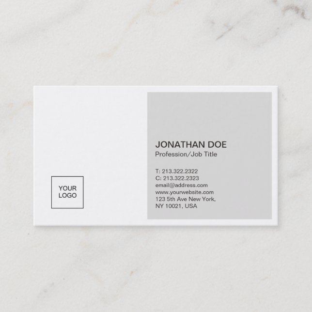Professional Minimalist Modern Plain With Logo Business Card (Front)
