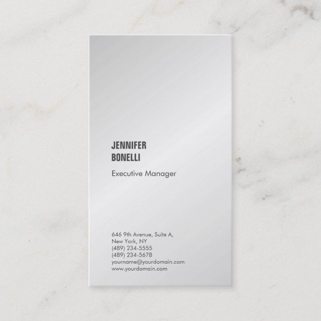Professional minimalist modern silver grey business card (Front)