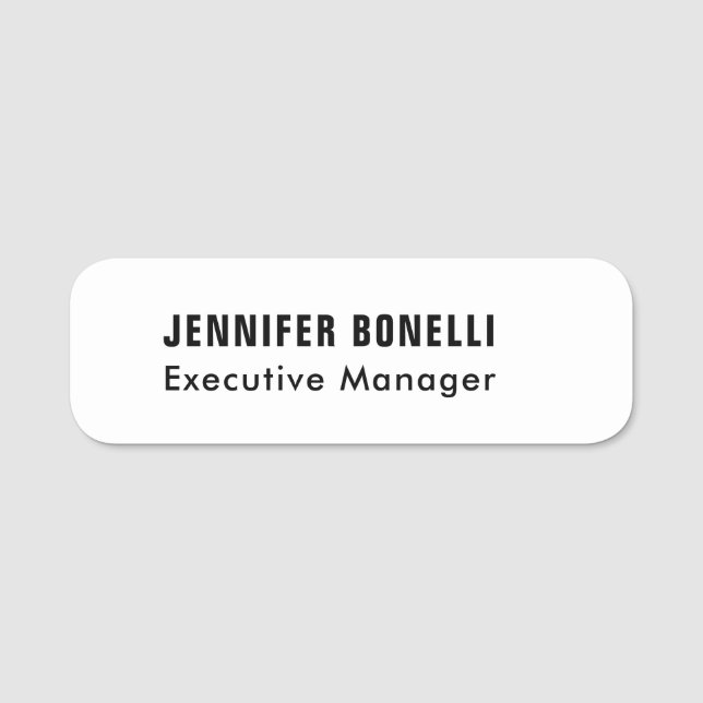 Professional minimalist modern trendy name tag (Front)