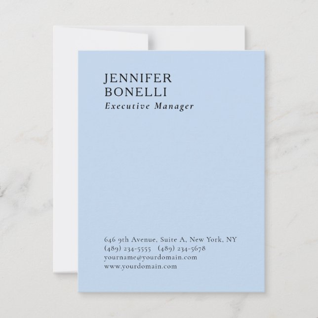 Professional minimalist modern trendy pale blue card (Front)