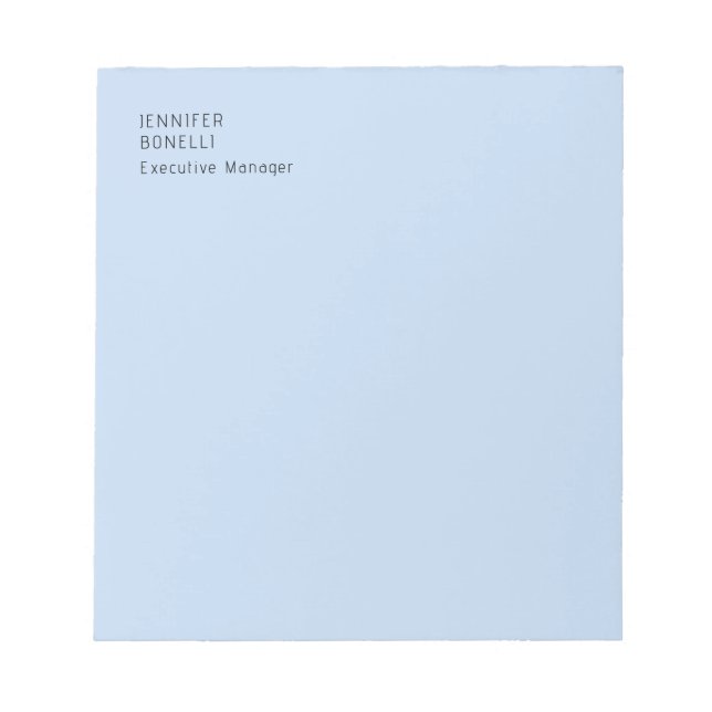 Professional minimalist modern trendy pale blue notepad (Front)